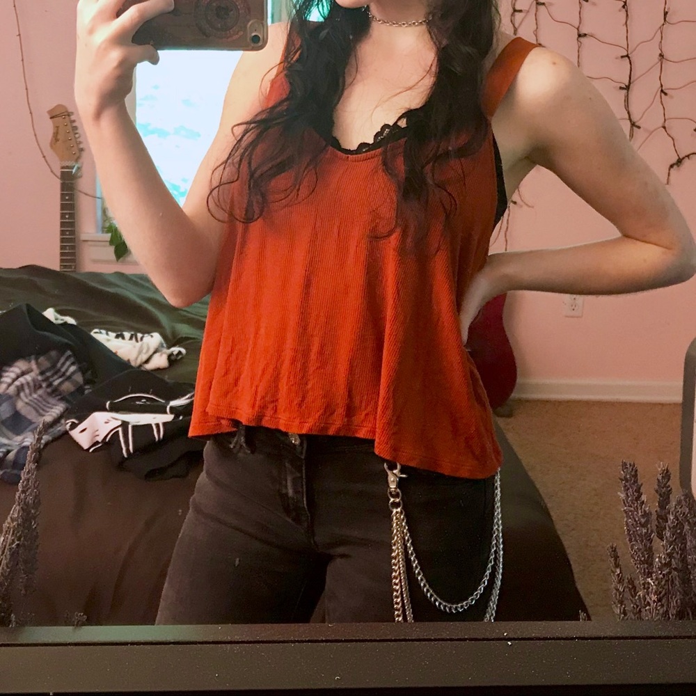 Orange Flowy Tank Top